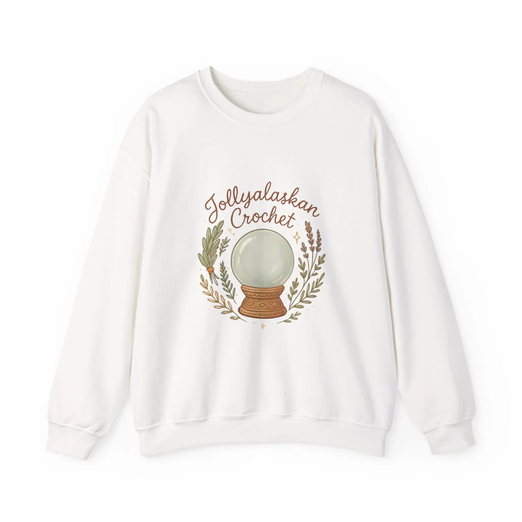 Jollyalaskan Crochet crystal ball Sweatshirt | crochet logo, mystical knitting