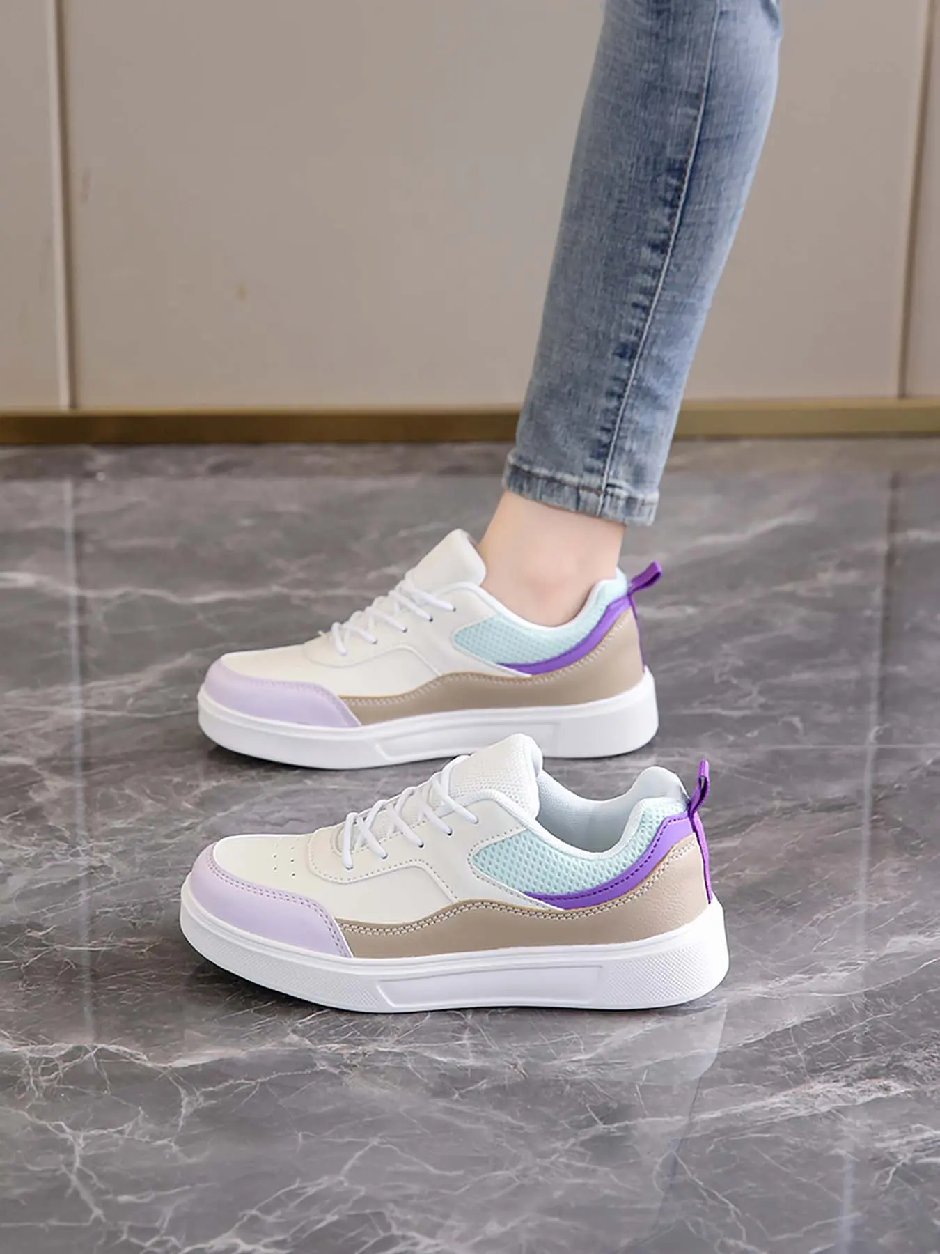 Women's Breathable Mesh Casual Platform Sneakers | Soft and comfortable, essential for daily commuting, stylish and eye-catching, versatile for all seasons, a thoughtful choice for Christmas gifts, Colorblock Sneakers