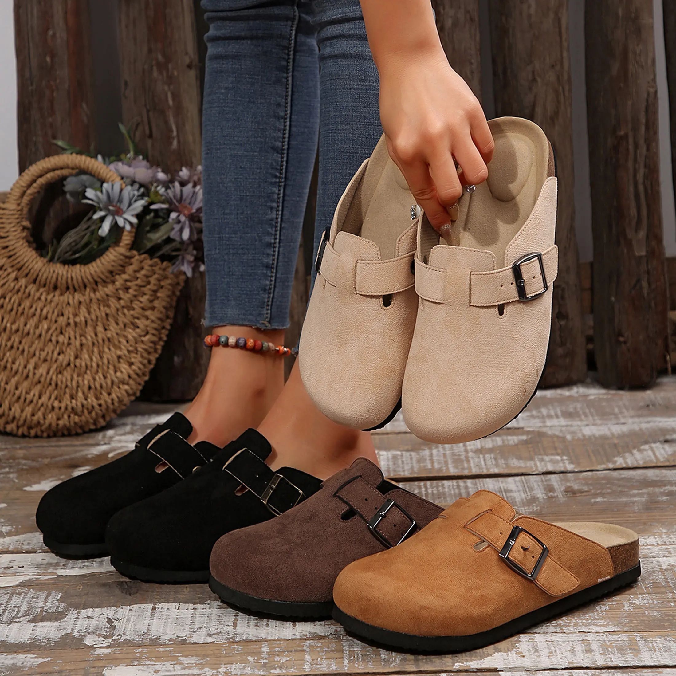 Brown Suede Slip-On Clogs (looks like birkenstock) Shop Birkenstock main image 2