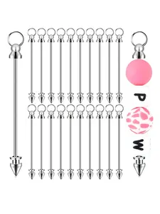 Metal Beadable Keychain Set, Detachable Blank Rods for DIY Jewelry Making and Craft Accessories, Fashion Accessories for Women & Men, Stainless Steel Keychain