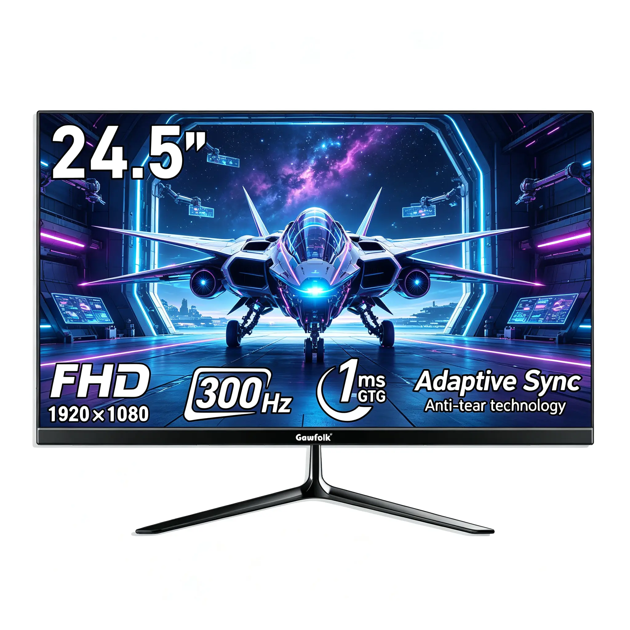 24.5 Inch 300Hz Gaming Monitor Built-in Speakers, FHD 1080P, 1ms GTG, Adaptive Sync  Frameless, 98% sRGB, 178° Wide View Angle, HDMI & DP, VESA Wall Mountable, For Live Streaming & Casual Gaming