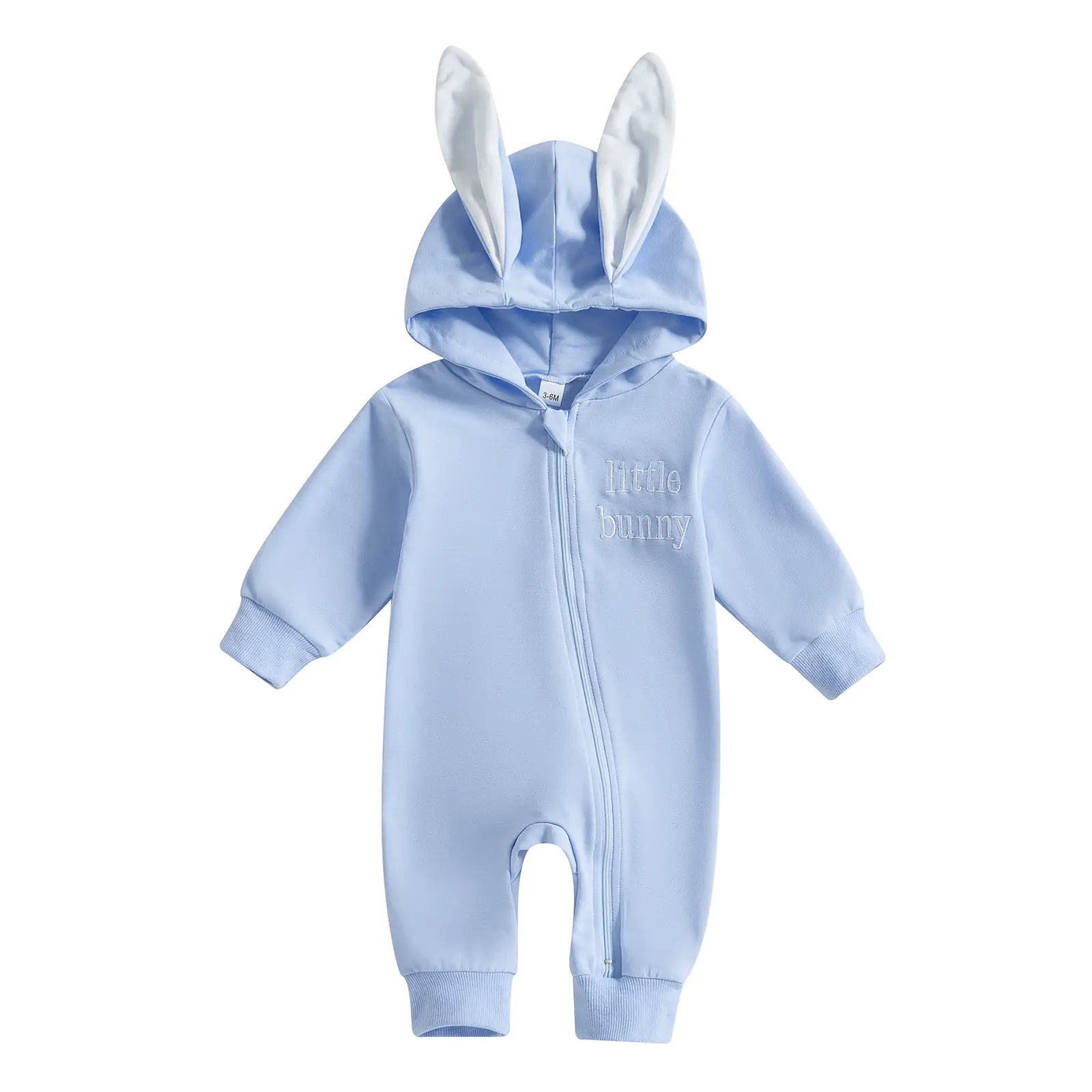 Newborn Baby Boy Girl Easter Outfit Bunny Ear Hoodie Romper Long Sleeve Jumpsuit with Zipper Infant Spring Warm Clothes #Springtok