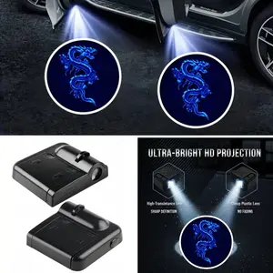 2/4 Pack Chinese Style Dragon Pattern Car Door Welcome Lights, Wireless Smart Induction Projector Lights, Car Door Ground Ambient Modified Lights, HD clear image, fade resistant, auto smart induction. Universal fit for sedans, SUVs, MPVs, pickup trucks an
