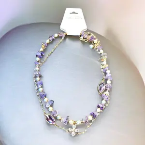 Purple Almond Crystals Necklace