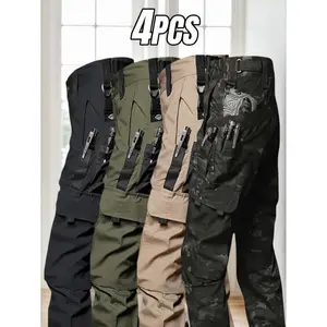 4-piece set of men’s tactical pants—elastic, durable work pants; lightweight hiking work pants; outdoor apparel; summer gift; quality garmentory