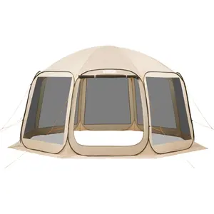 【DealsForYouDays】VEVOR Screen House Tent, 15 x 13.8 ft, 12-15 Person Pop Up Screen Tent, Portable Screened in Canopy with Carry Bag, Netting Sides, Ground Stakes, for Garden, Patio, Backyard, Outdoor Activities, Beige