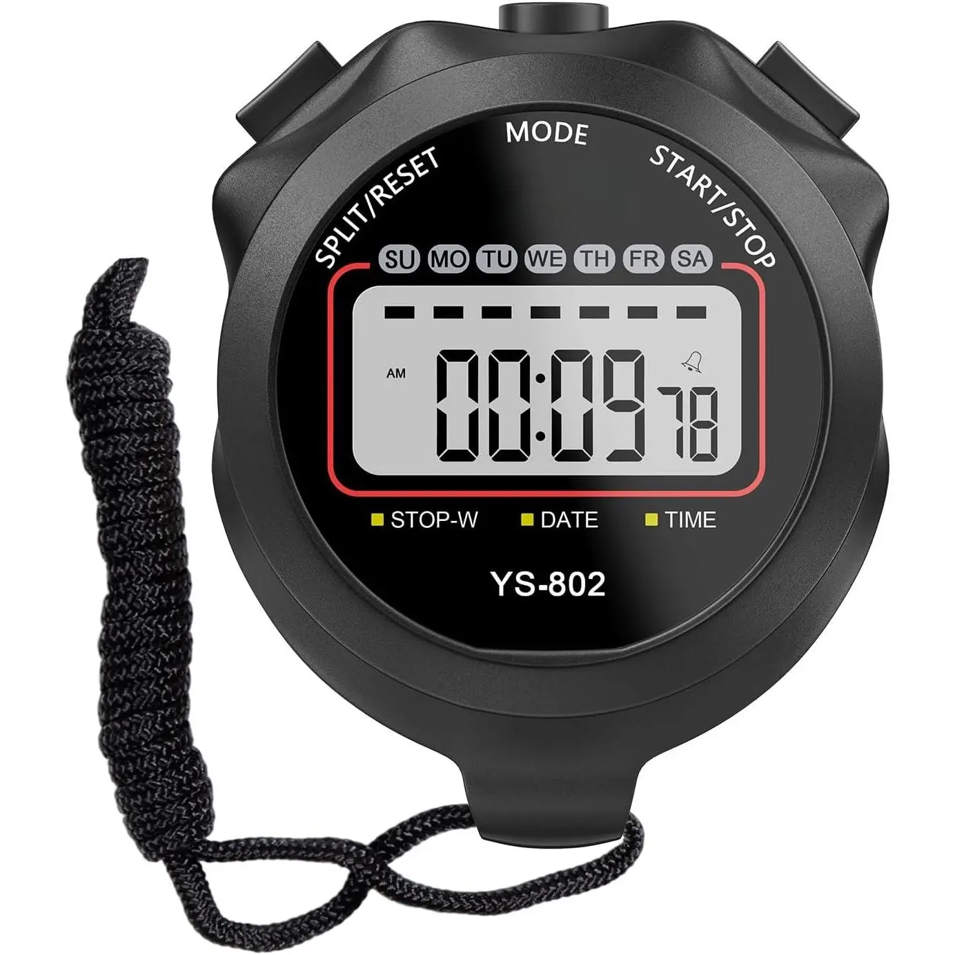 Stopwatch Timer, Single Lap Split Digital Stop Watch for Coaches Swimming Running, Black Stopwatch Timer, Single Lap Split Digital Stop Watch for Coaches Swimming Running, Black