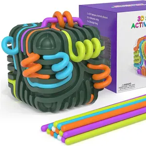 3D Silicone Sensory Activity Board, Fidget Cube for Autism Anxiety Relief, Travel Calm Down Toy for Stress & Adhd, Sensory Toys for Kids & Adults, Travel Companion