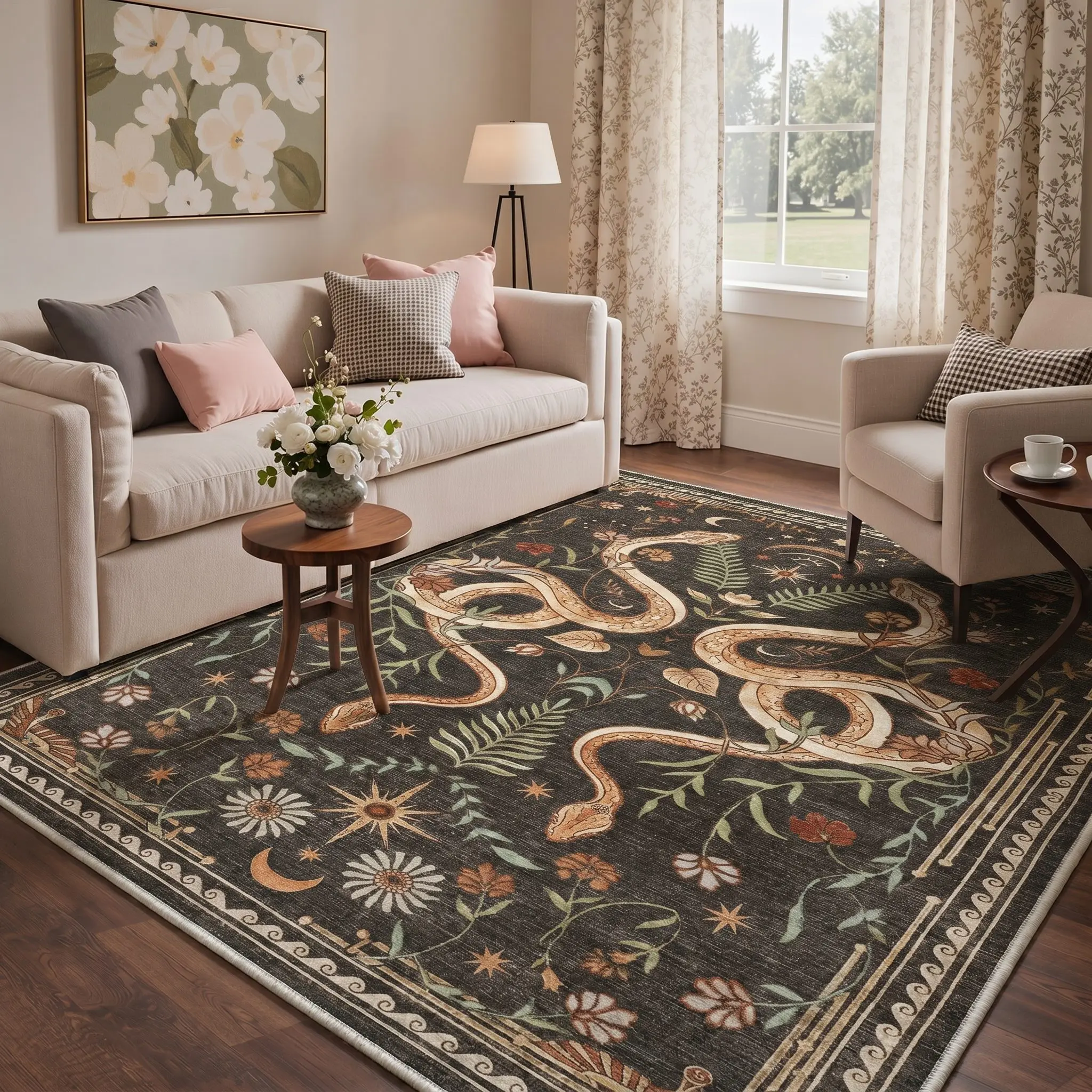 【Back To School】GENIMO Machine Washable Area Rug Non Slip Floor Carpet Pet Friendly Soft Rug for Living Room Bedroom Kitchen Hallway Home Home Essentials,ARN030-BROWN