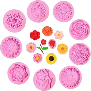 9PCS Flower Silicone Mold Set, 3D Bloom Rose Peony Fondant for Chocolate Cake Decor, Soap Candle Making Kit, Resin Epoxy Casting Polymer Clay Craft Gift - Home Improvement.