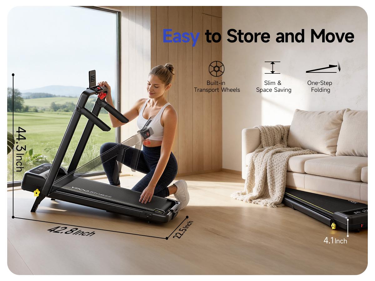 【Easter ideas】YPOO 15% Incline Treadmill with Side Handrails,  Foldable Treadmill Low-Noise Motor Walking Pad Home Workout Walking Pad for Cardio Routine, Gift for family Cozy CardioCompact Quiet Treadmill for Apartment Fitness home gym SpringStatements