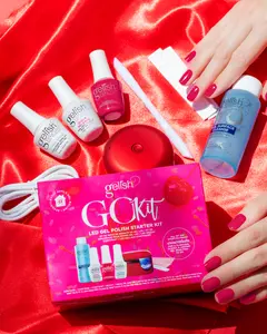 Gelish MINI Go Kit - Complete Gel Polish Set for DIY Manicure & Pedicure with Limited Edition Red Pocket LED Light for At-Home Salon Quality Nails.