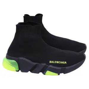Pre-owned Balenciaga Women's Balenciaga Speed Clear Sole Trainer Shoes in Black Polyester by Rebag