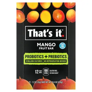 That's It Probiotics + Prebiotics  Fruit Bar, Mango, 12 Bars, 1.2 oz (35 g) Each