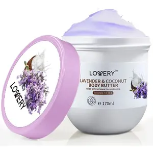 LoveryGifts Lavender and Coconut Body Butter - 6oz Whipped Cream Moisturizer Lotion Scented
