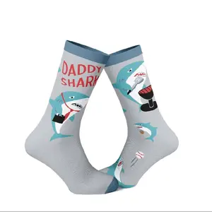 Crazy Dog T-Shirts Mens Daddy Shark Socks Funny Fathers Day Gift For Dad Viral Kids Song Novelty Footwear