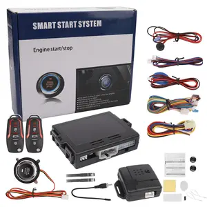 Universal 12V Car Keyless Entry Engine Start Alarm System, Push Button Start/Stop Ignition Kit, Anti-Theft Security Remote Control Starter System, DIY Vehicle Modification Accessory for Sedan Truck SUV Van ATV Motorcycle