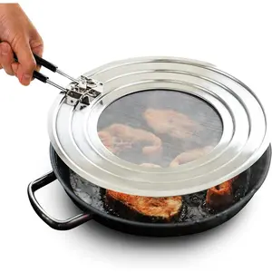 Dishwasher-Safe Splatter Screen Guard for Frying Pan Grease Shields 99% of Stove Top from Bacon Fry Oil or Deep Fryer Splash Easy Kitchen Storage Foldable Heat-Resistant Silicone Handle