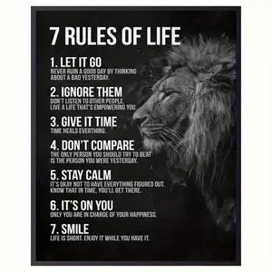 [Motivational Quotes Wall Art] Motivational Quotes Wall Art - Inspirational 7 Rules of Life Poster, Unframed 8x10" Letter Print Decor for Home & Office