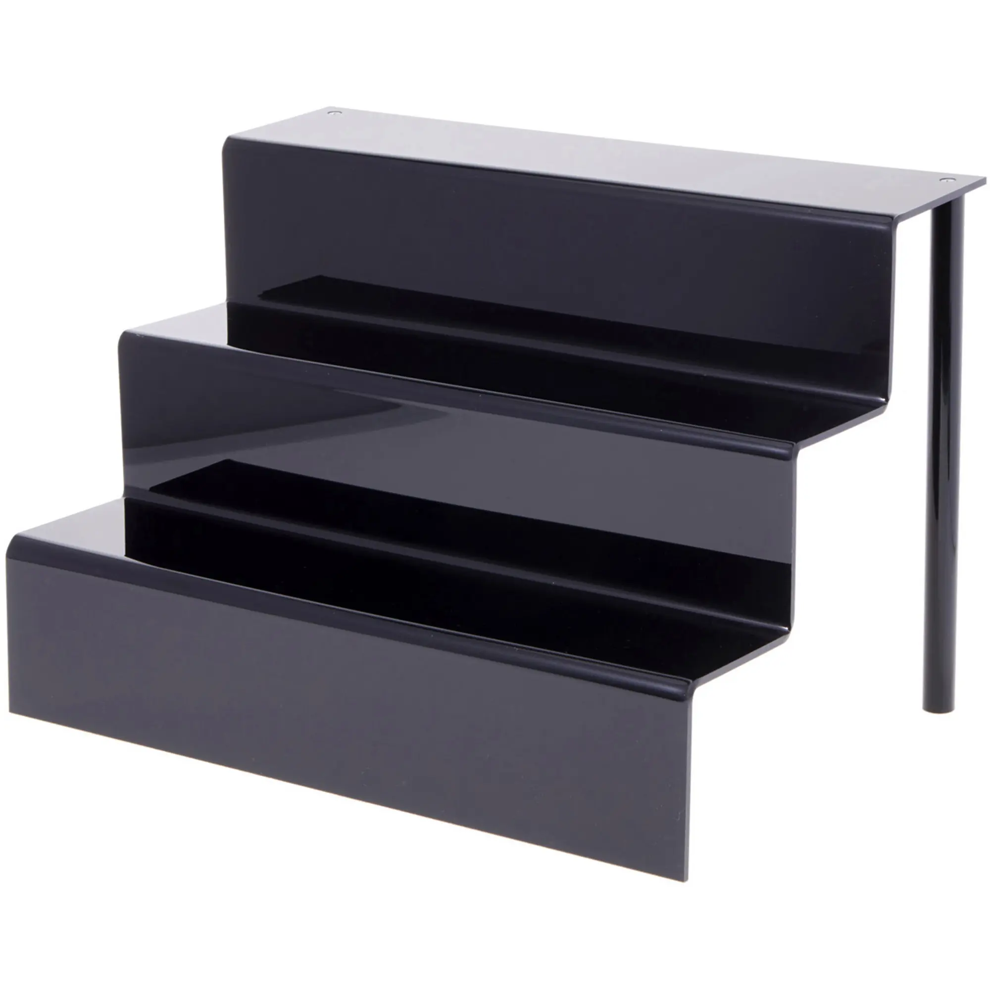 Plymor Black Acrylic 3-Step Display Stairs, 12.25" H x 18" W x 12.25" D