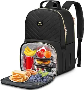 MATEIN Work Backpack with Lunch Compartment, Insulated Quilted Lunch Backpack for Women, Water Resistant Lunchbox Back Pack for Nurse, 15.6 Inch Teacher Work Bag for Office Business Commuting