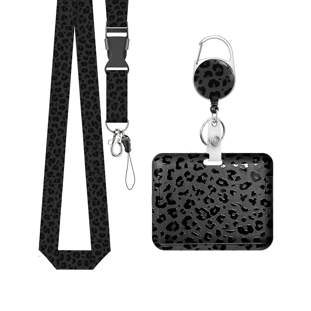 Fashionable Medical Badge Holder Set with Lanyard and Card Case, Leopard Print Plastic Box, Ideal for Nurses and Office Workers, Retractable Badge Holders, Nursing Badge Reel, Badge Reel, Badge Reels Retractable
