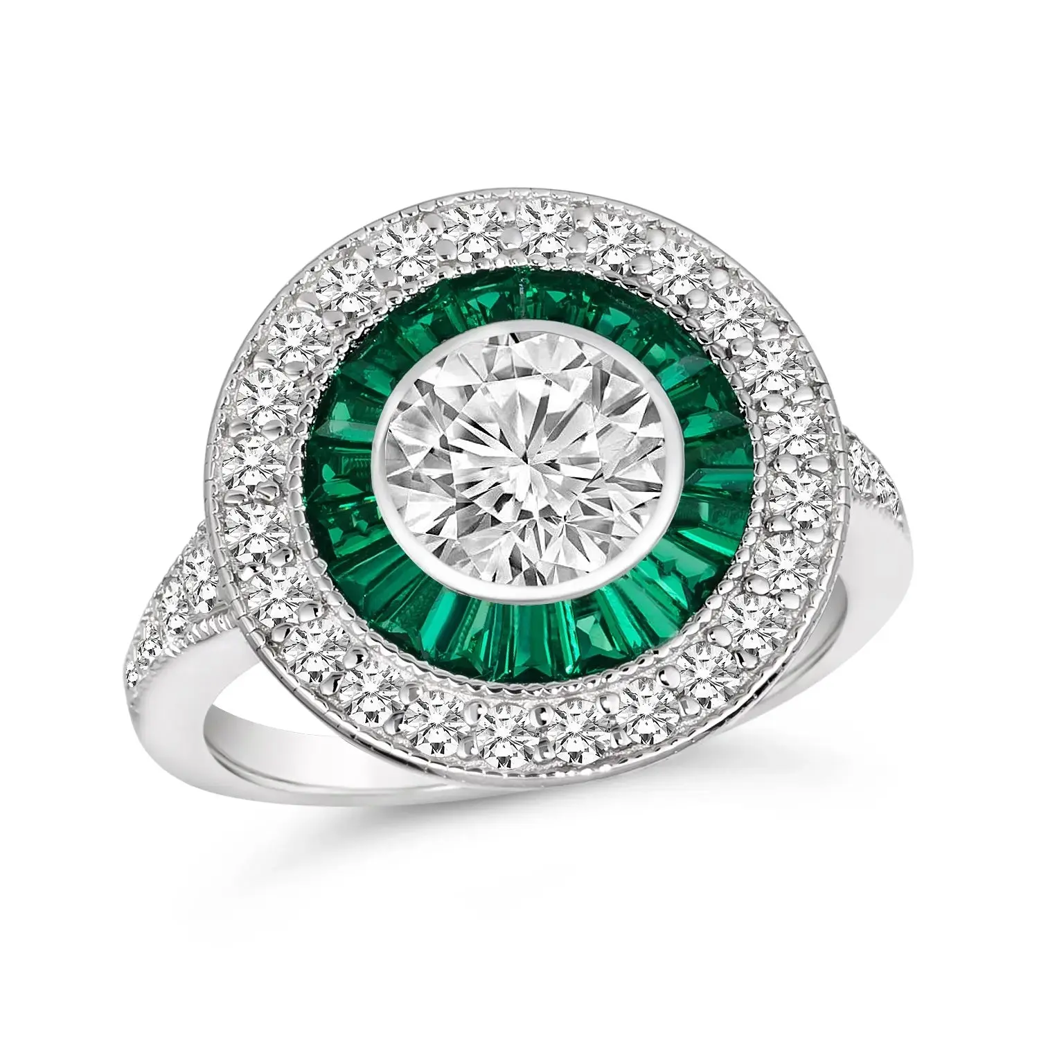 Demi Vintage 1 Carat Diamond Crystalline Ring Emerald