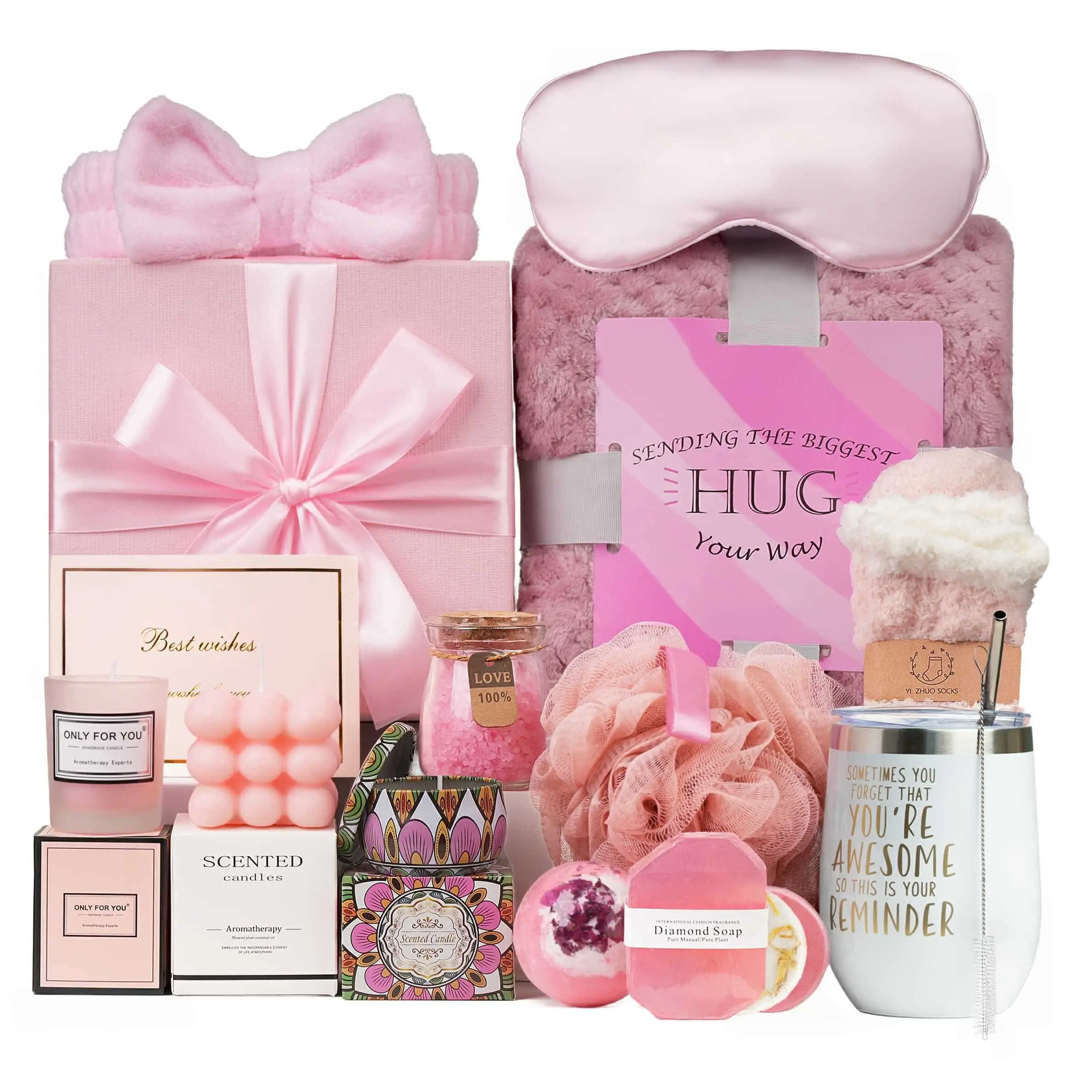 Christmas Gift Set, 18 Pcs Get Well Soon Gift Set for Women, Care Package for Women after Surgery, Relaxing Spa Gifts Set with Blanket, Unique Birthday for Sister, Wife, Best Friend and Loved Ones