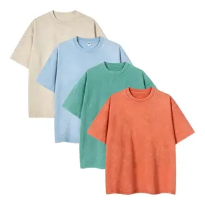 4Pcs Oversized Tshirts for Women Acid Wash Loose Fit Vintage Cotton Heavyweight T Shirts Baggy Tees