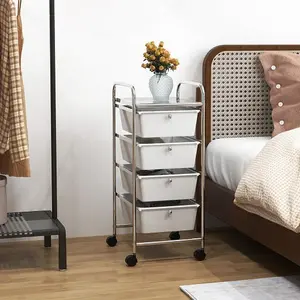 4-Drawer Cart Storage Bin Organizer Rolling with Plastic Drawers