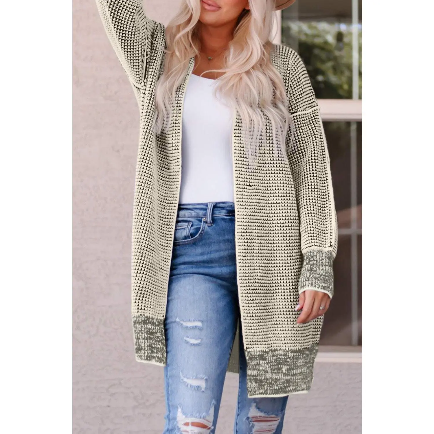 Heathered Open Front Longline Cardigan