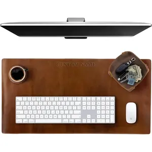 Personalized Custom Desk Pad Set Real Leather Desk Mat  Pad  Gifts for Him Her Leather Gifts for Men Women Engraved Embossed Monogrammed Corporate Gifts
