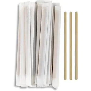 50 Pack Coffee Stirrers, Disposable 5.5" Wooden Coffee Stirrers, Individually Wrapped Stir Sticks for Coffee Bar,  (50 Pack)