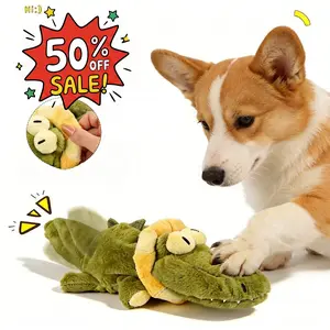 Squeaky Plush Crocodile Dog Toy, Motion-Activated Interactive Wagging Tail Toy, USB Rechargeable Bite-Resistant Crinkle Smart Exercise Toy for Dogs