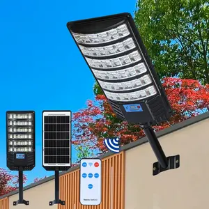 Solar Powered Street Light with 288 LEDs IP65 Waterproof Wide Angle Motion Sensor Remote Control Dusk to Dawn for Commercial Use Parking Lot Yard Outdoor Lighting