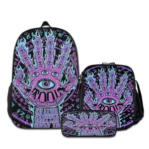 3PCS Tool-Band-Backpacks for Girls Set, Cute School Backpack for Girls Boys with Lunch Box and Pencil Case, Aesthetic Bookbag for Teens, Lightweight Classic Backpack for Travel, Work, Picnic A-74