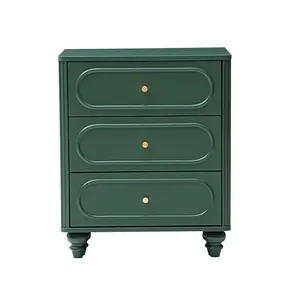 Giratree 3-Drawer Fluted Dresser, 19.5"W×11.8"D×3.11"H per Drawer, High-Density Particleboard + Solid Wood Legs, Oval Design, for Bedroom/Living Room/Hallway/Closet, Mid-Century Modern Style