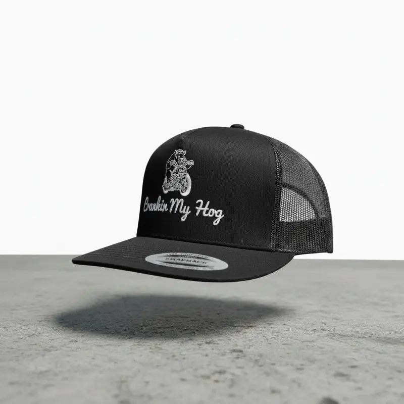 Yupoong Crankin My Hog Graphic Adjustable Cotton Snapback Trucker Hat, Sports & Outdoor Accessory Hats