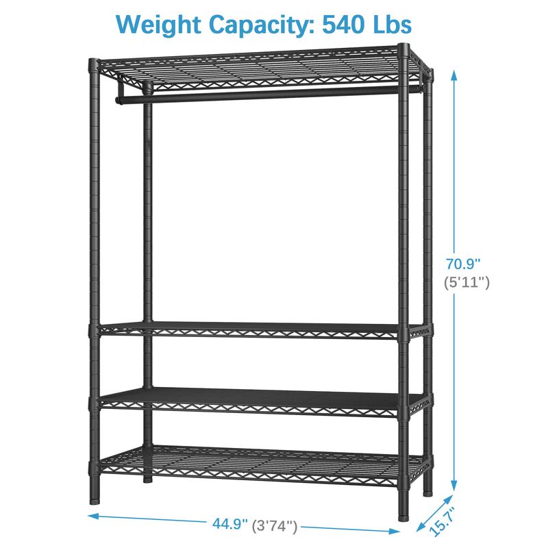 VIPEK V1 Wire Garment Rack 4 Tiers Heavy Duty Clothes Rack for Hanging Clothes Freestanding Closet Clothing Rack with 4 Adjustable Shelves