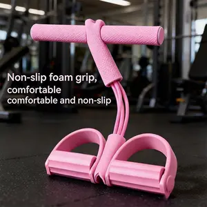 Multifunctional Tension Rope, 4-Tube Elastic Yoga Pedal Pulley Resistance Band, Stirrup Pulley for Exercise, Exercise Resistance Band, Natural Latex Tension Rope Fitness Equipment, for Abdominal/Waist/Arm/Leg Stretches, Slimming Training, for Yoga, Pilate