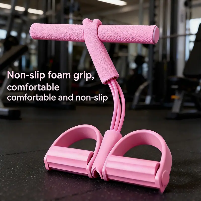 Multifunctional Tension Rope, 4-Tube Elastic Yoga Pedal Pulley Resistance Band, Stirrup Pulley for Exercise, Exercise Resistance Band, Natural Latex Tension Rope Fitness Equipment, for Abdominal/Waist/Arm/Leg Stretches, Slimming Training, for Yoga, Pilate