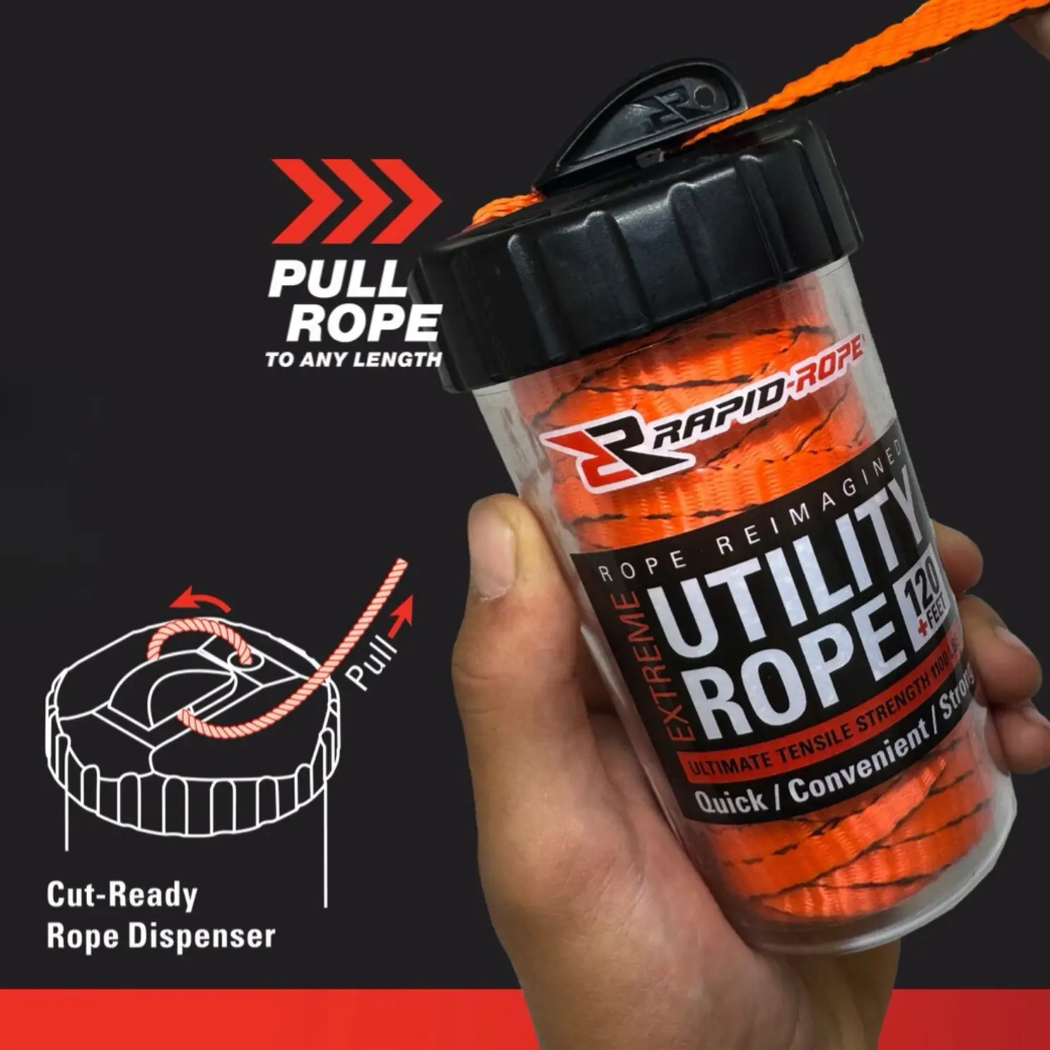 Rapid Rope Canisters | Rope In a Can | 120 Feet | 1100 lb Test | USA Made!