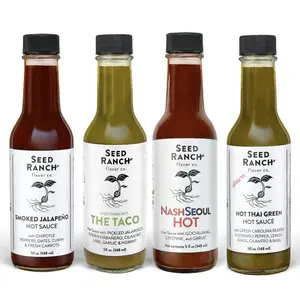 Seed Ranch Flavor Co Ultimate TikTok Hot Sauce Bundle - Smoked Jalapeño, Everything But The Taco, NashSeoul Hot & HOT Thai Green Flavors
