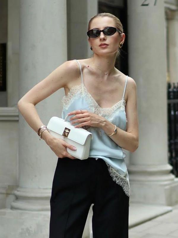 Women Summer Lace Asymmetrical Top Tanks & Camis Sleeveless Top With Open Back Crisscross Back Tank Cute Camisole Street Style Casual Tops Black Yellow Slip Top Vacation Spot Party Blue Top