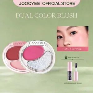 JOOCYEE Dual Color Blush, Glossy, Matte, Highlighter, Brightening, Contour, Cream, Powder, Everyday Makeup, Party, Prom, Wedding, Date, Gift, Travel-Friendly, Rush Ready, Pink, Cosmetic, Spring Gift, Refresh Look