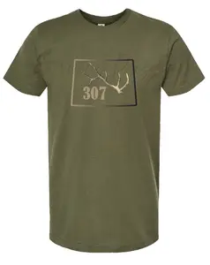 Wyoming 307 Authentic bull elk antlers t-shirt or hoodie