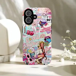 Retro 90s Nostalgia Collage Tough Phone Case, iPhone 8 X 11 12 13 14 15 16 Pro Max Mini
