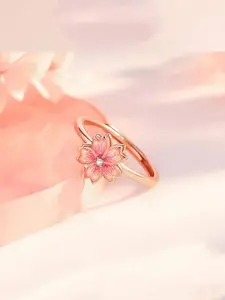 Peach Blossom Rotating Ring for Women - Unique Birthday Gift with Peach Design