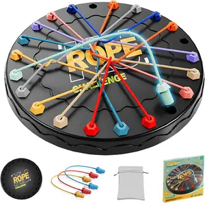 Rope Untangling Game, 10Pcs Twisted Rope Puzzle Game,Strategy Untangling Challenge Puzzle, String Solution Central Lacing Travel Toys for Adults Kids(Black)