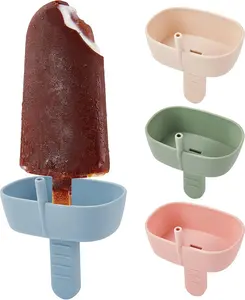 4Pack Drip-Free Silicone Popsicle Holders, Popsicle Holder with Straw | with 2 Slots Fit Standard & Wide sized sticks Drip Free Popsicle Stick Holder Popsicle Drip Catcher